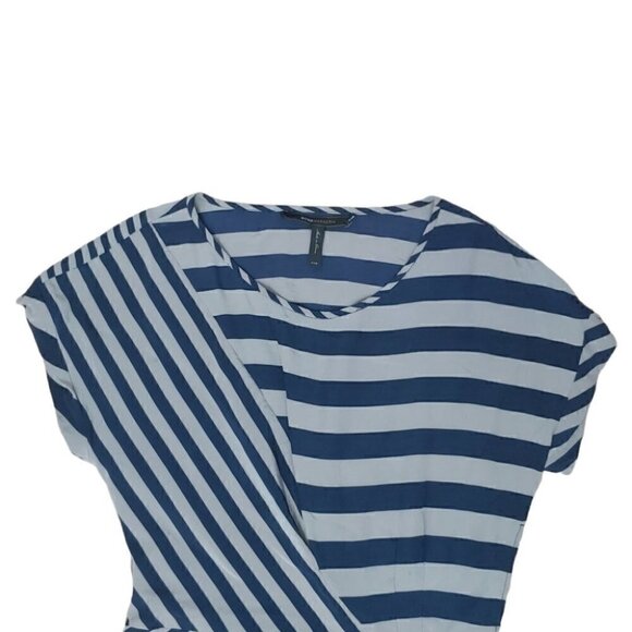 BCBGMAXAZRIA 100% silk stripes navy and taupe mini dress - Picture 9 of 11